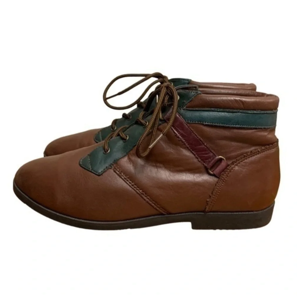Vintage • Brown Leather Equestrian Granny Ankle Boots 7 ASO Violet Harmon
